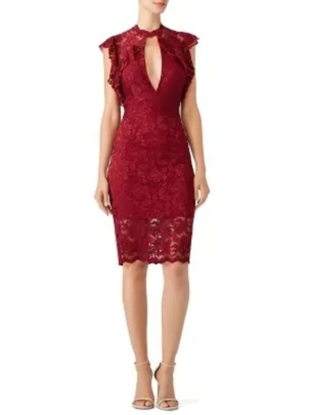 R-183. Saylor Red Lace Keyhole Dress